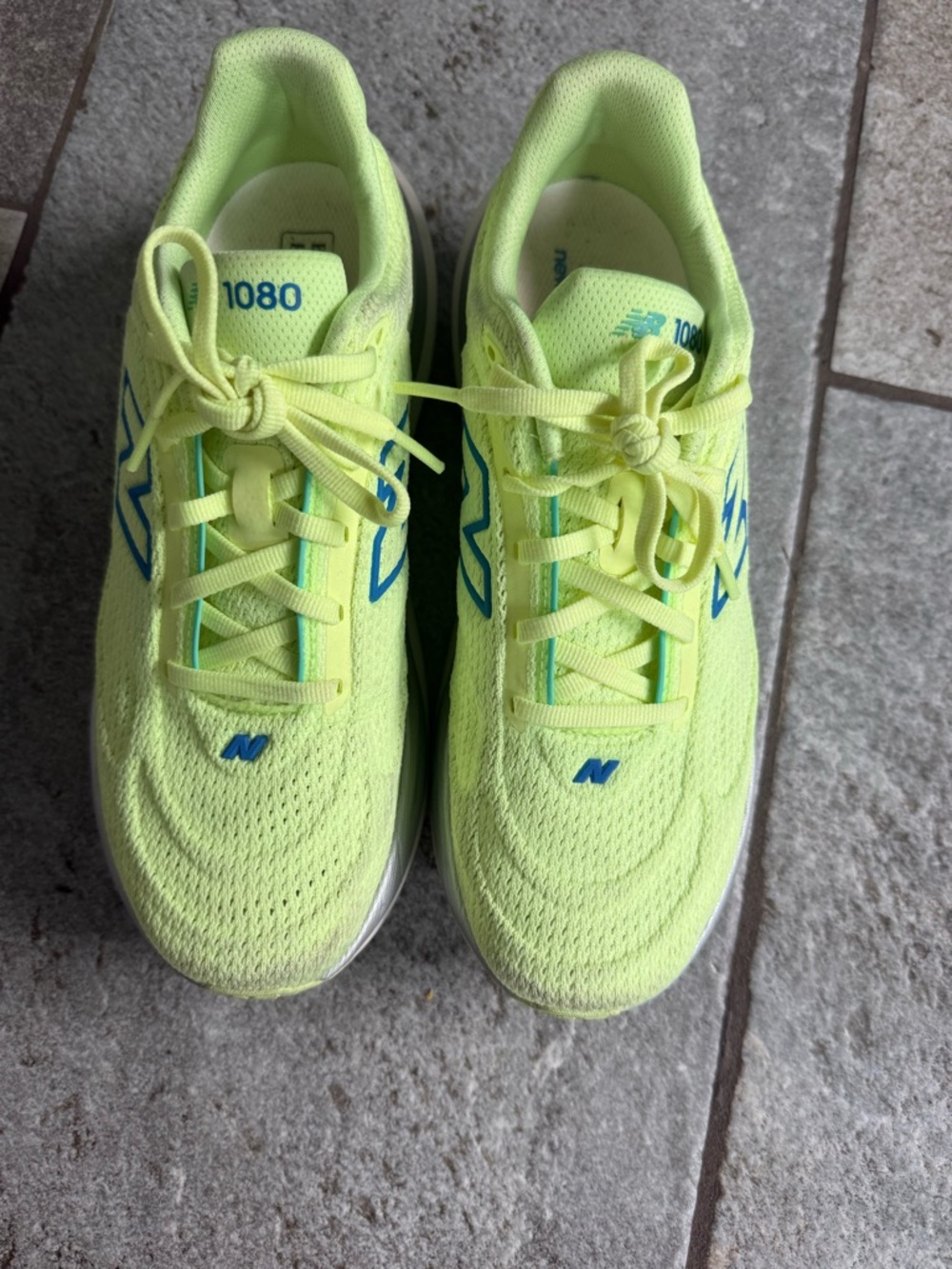 New Balance Neon Yellow and Blue 1080 Women's Running Sneakers